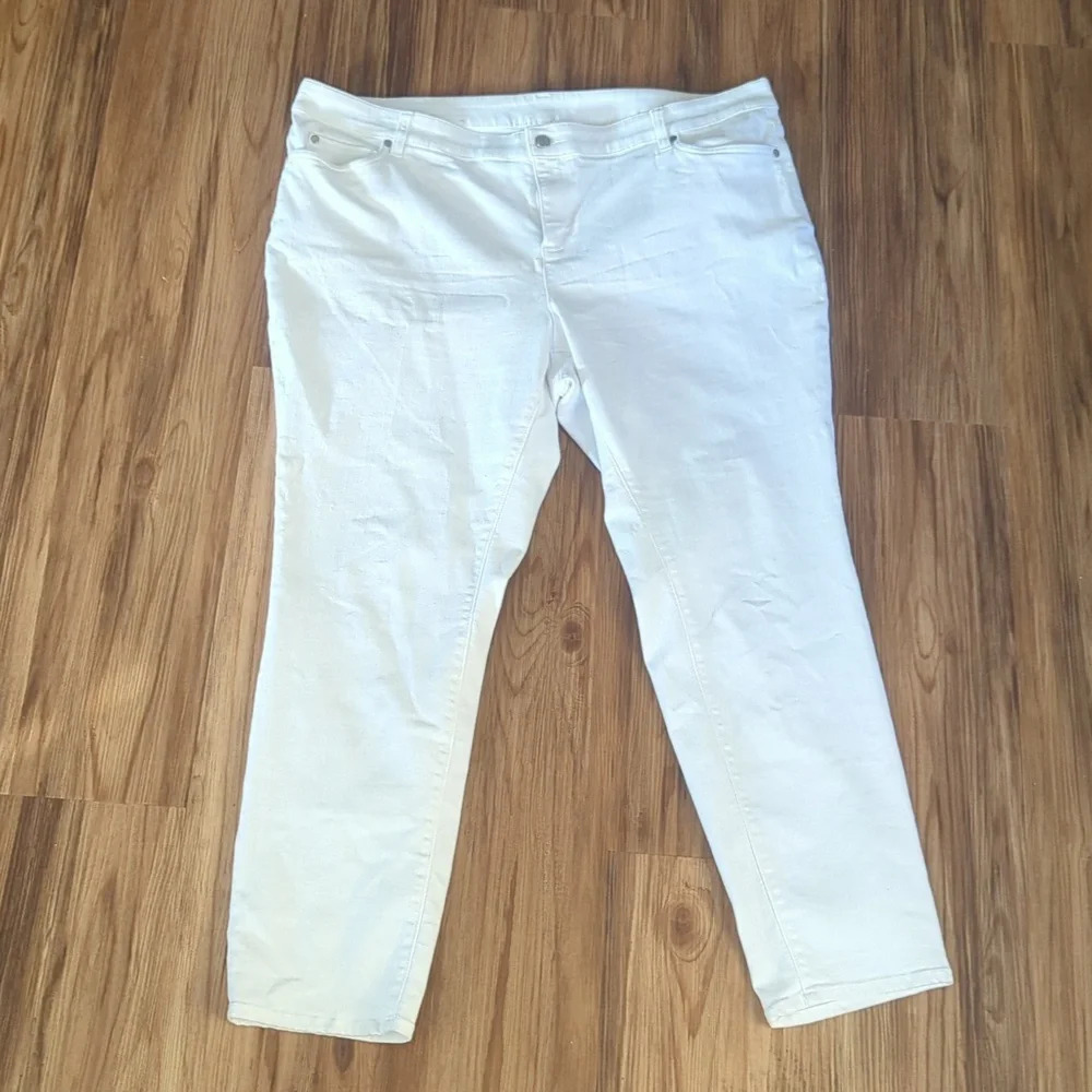 Vince Camuto Straight Leg Ankle‎ White Jeans, US 20W Plus Size